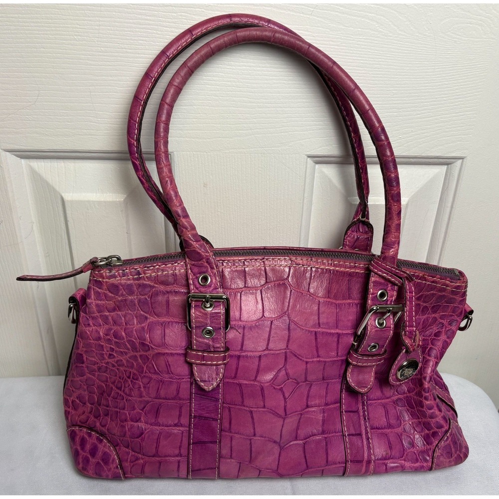 Dooney & Bourke Nile Collection Pink Croc Handbag Domed Satchel Embossed RARE!